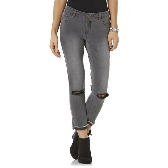 BONGO Denim - NWT Size 7 30x27 Deconstructed Cropped Jeans Gray